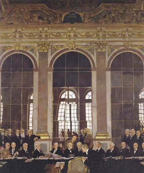Sir William Orpen The Signing of Peace in the Hall of Mirrors,Versailles Norge oil painting art